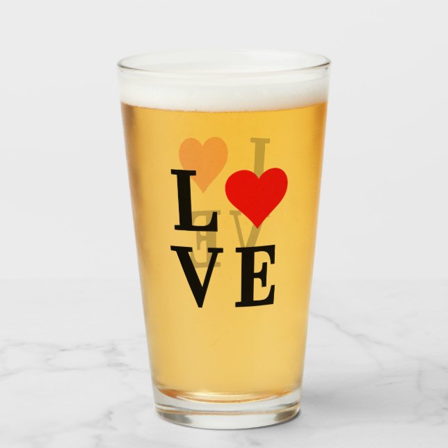 LIEBE und Herz Minimalistisch Elegant Glas (Vorne (Gefüllt))