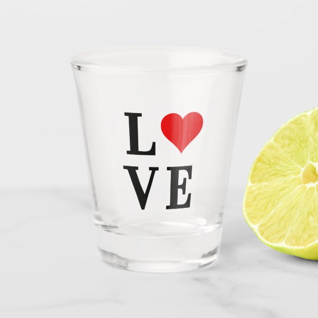LIEBE und Herz Minimalistisch Elegant Schnapsglas (Vorderseite)