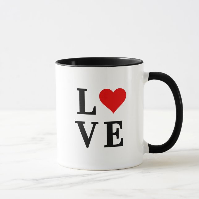 LIEBE und Herz Minimalistisch Elegant Tasse (Rechts)