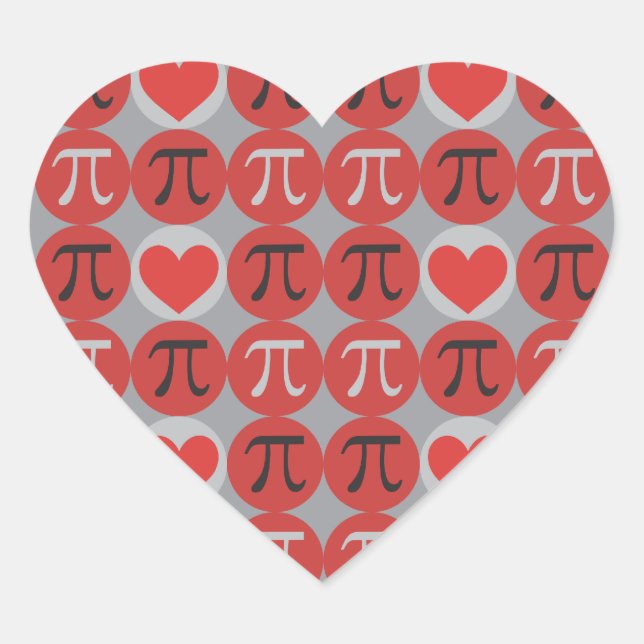 Liebe und Herz-Pi © - Niedliche Pi-Day-GeschenkSti Herz-Aufkleber (Vorderseite)