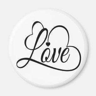 Liebe und Herzen Schwarz-Weiß-Knopf Magnet
