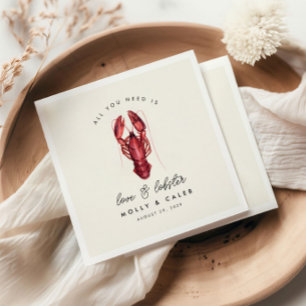 Liebe und Hummer Meeresfrüchte Probe Abendessen Serviette