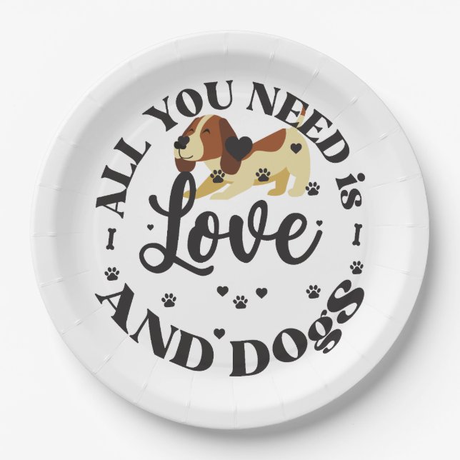 "Liebe und Hunde" Thema Pappteller (Vorderseite)