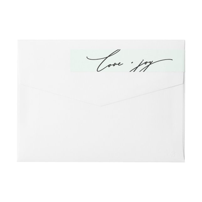 Liebe und Joy Calligrafy Mint Grüne Rücksendeadres (Rückseite)