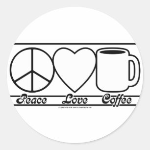 Liebe und Kaffee Runder Aufkleber