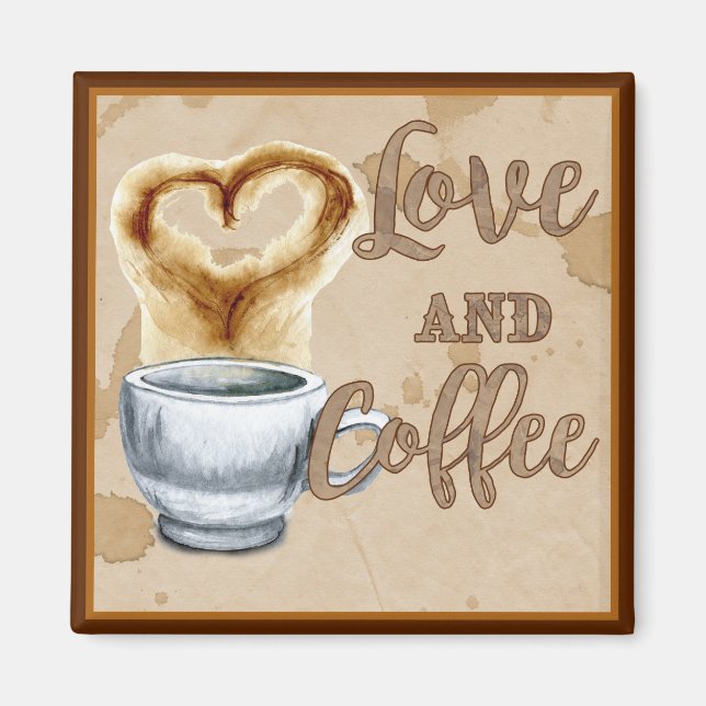 Liebe und Kaffeemaschine Magnet (Vorne)