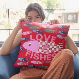 Liebe und Kisses oder Fischen Küstenherzen Kissen