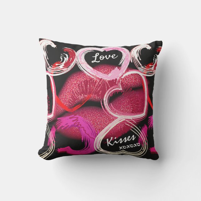 Liebe und Kisses Valentinstag Kissen (Vorderseite)