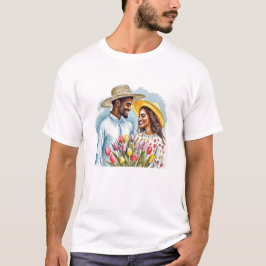Liebe und Kulturerbe im Frühjahr - Schwarzes Weiß T-Shirt