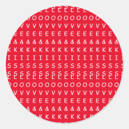 Liebe und Küsse, rotes, weißes Textdesign Runder Aufkleber