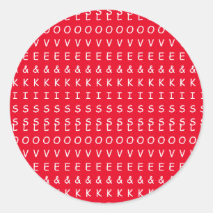 Liebe und Küsse, rotes, weißes Textdesign Runder Aufkleber