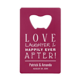Liebe und Lachen Cranberry Hochzeit Geldbeutel Flaschenöffner