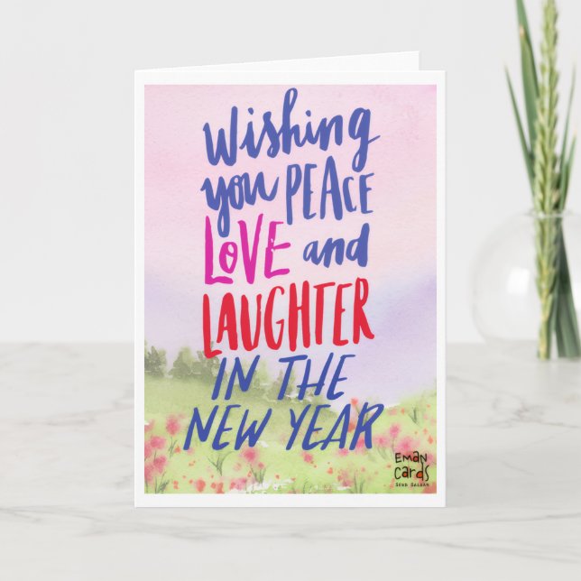 Liebe und Lachen Frohes Neujahrs Karte (Vorderseite)