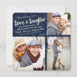 Liebe und Lachen Weihnachtsfotokarte / Navy Blue Einladung