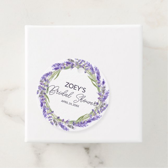 Liebe und Lavendel | Elegantes florales Brautparty Geschenkanhänger (Beispiel)