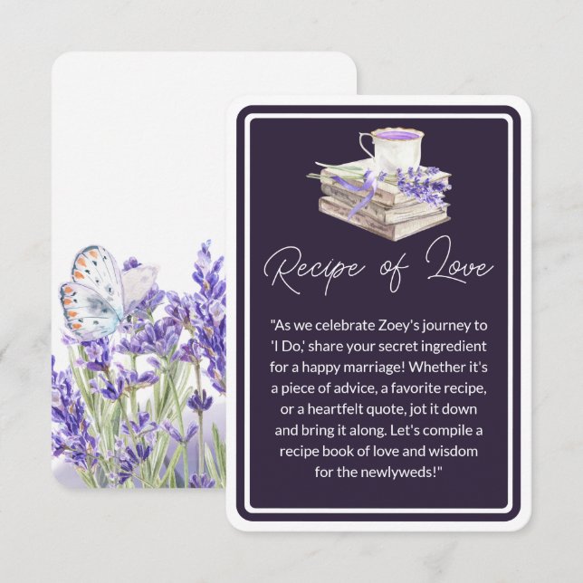 Liebe und Lavendel | Rezept für Liebe Begleitkarte (Vorne/Hinten)