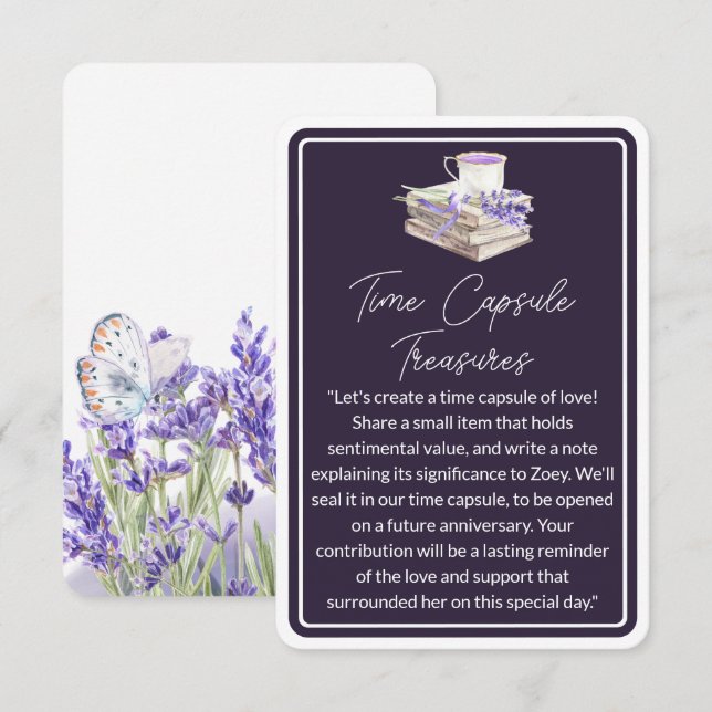 Liebe und Lavendel | Zeit Kapseln Schätze Begleitkarte (Vorne/Hinten)