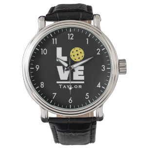Liebe und lebe Pickleball-Sportfan Benutzerdefinie Armbanduhr
