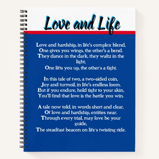 Liebe und Lebensgedicht Notizbuch (Vorderseite)