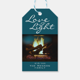 Liebe und leichter Feuerplatz Weihnachten Foto Geschenkanhänger