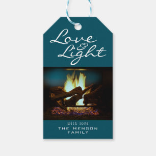Liebe und leichter Feuerplatz Weihnachten Foto Geschenkanhänger