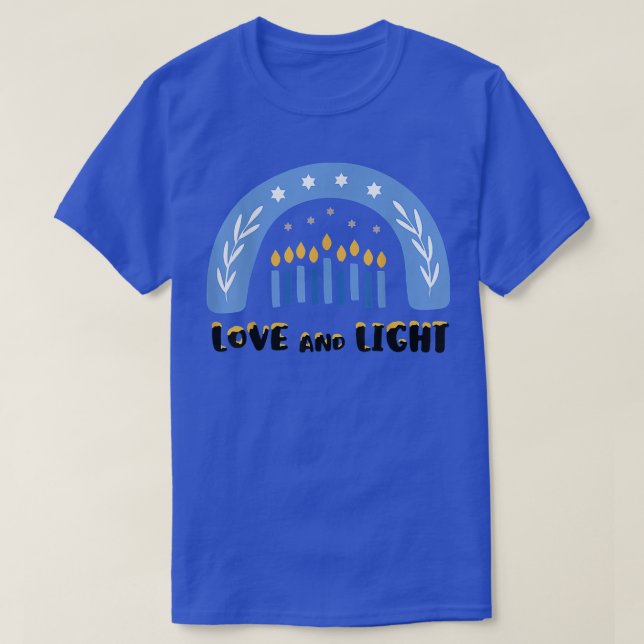 Liebe und leichter Regenbogen Hanukkah jüdische Ch T-Shirt (Design vorne)