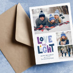 "Liebe und Licht" 3 Foto Collage Happy Hanukkah Feiertagskarte<br><div class="desc">"Liebe und Licht" Happy Hanukkah Foto Holiday Design.</div>
