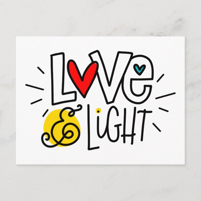 Liebe und Licht, handschriftlich Postkarte (Vorderseite)