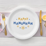 Liebe und Licht "Happy Hanukkah" Pappteller<br><div class="desc">Personalisiertes Hanukkah Design.</div>