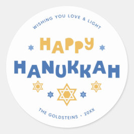 Liebe und Licht "Happy Hanukkah" Runder Aufkleber