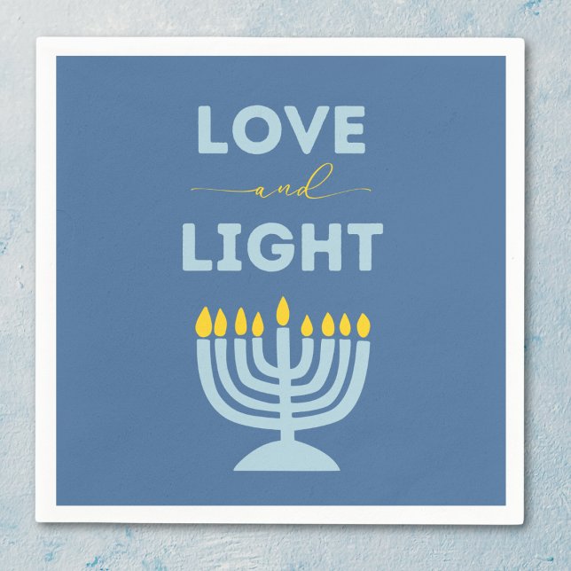 "Liebe und Licht" jüdische Menorah Blue Hanukkah Serviette (Von Creator hochgeladen)