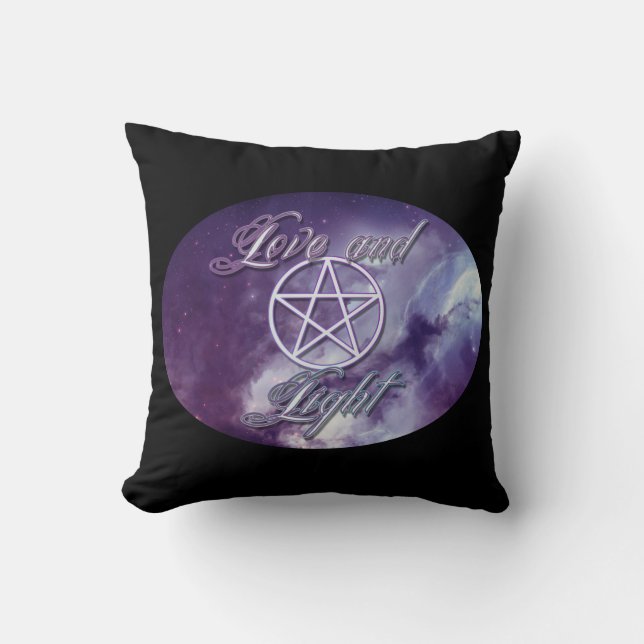Liebe und Licht mit Pentagramm Kissen (Vorderseite)