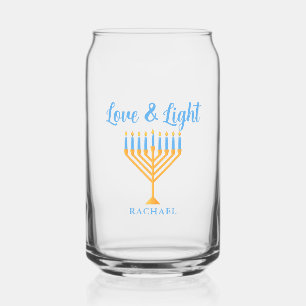 Liebe- und Licht-Personalisiertes-Hanukkah-Menora- Dosenglas