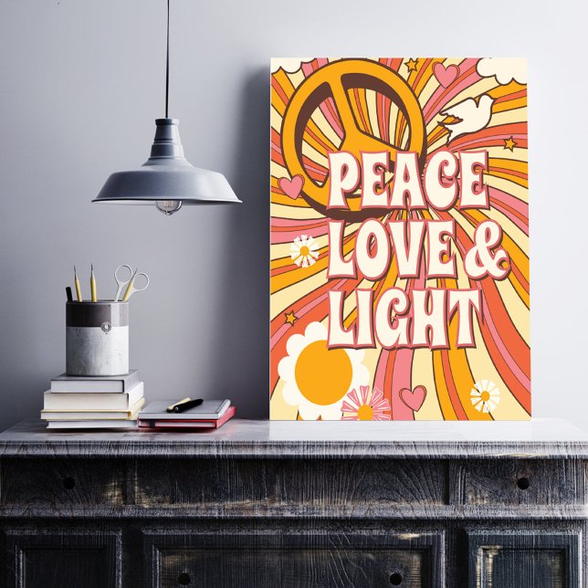 Liebe und Licht Poster (Far out folks, dig this outta sight 60s peace, love and light poster. )
