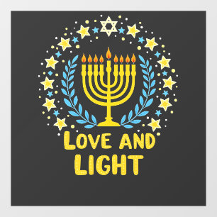 Liebe und Light Menorah Jüdisch Hanukkah Holiday Fensteraufkleber
