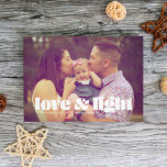 Liebe und Light Single Foto Hanukkah Card Feiertagskarte<br><div class="desc">Diese moderne Hanukkah-Karte besticht durch die Worte Liebe & Licht über einem vollen Foto. Der Rücken hat ein gestreiftes Muster.</div>