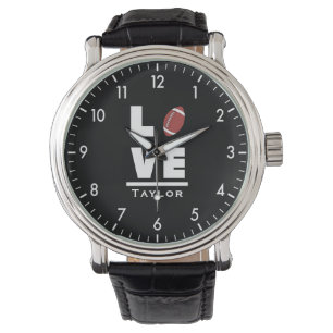 Liebe und Live American Football Sports Fan Armbanduhr