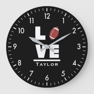 Liebe und Live American Football Sports Fan Große Wanduhr