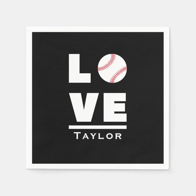 Liebe und Live Baseball Sportfächer Individuelle N Serviette (Vorderseite)