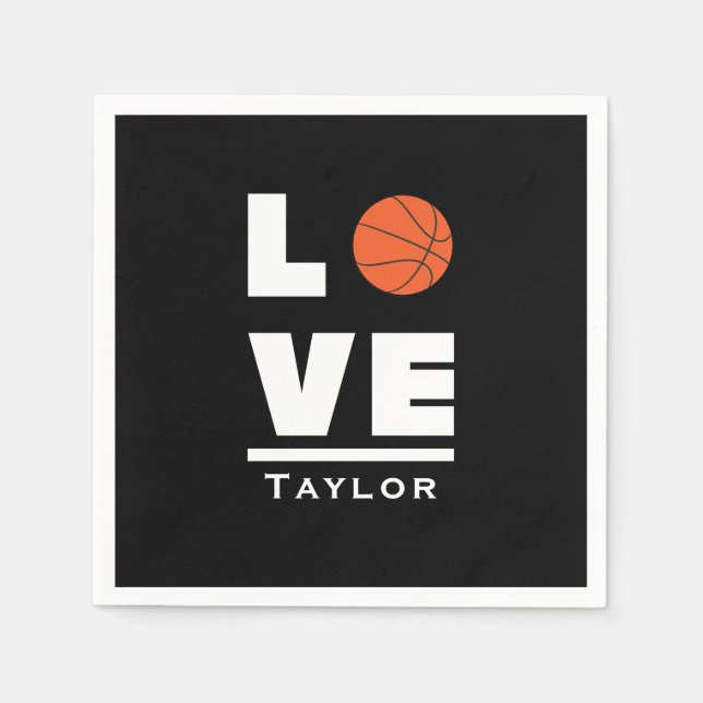 Liebe und Live Basketball Sportfächer Individuelle Serviette (Vorderseite)