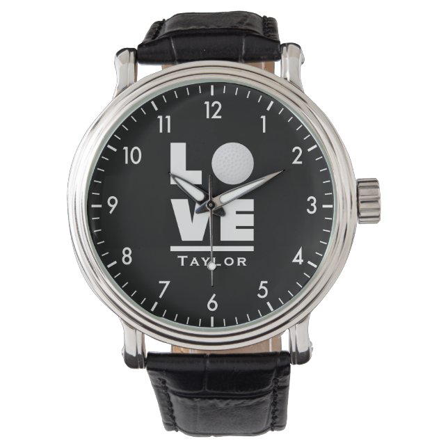Liebe und Live-Golf-Fan Individuelle Name Armbanduhr (Vorderseite)