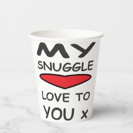 LIEBE- UND LOGO-BOTSCHAFT MIT ABSTACT-BLUME PAPPBECHER