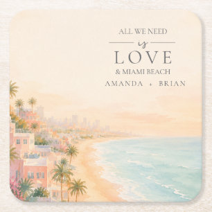 Liebe- und Miami-Beach-Zielhochzeitsuntersetzer Rechteckiger Pappuntersetzer