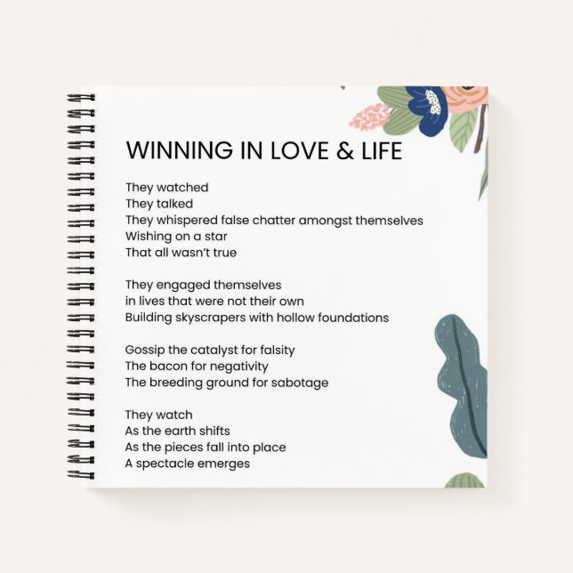 Liebe und Motivierend Gedichte gewinnen Notizbuch (Vorderseite)
