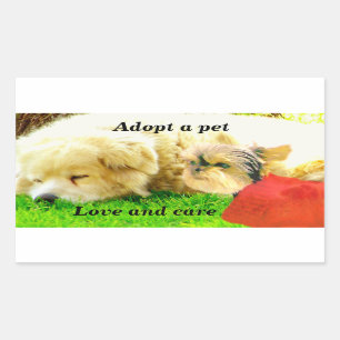 Liebe und Pflege, Hunde_ Rechteckiger Aufkleber