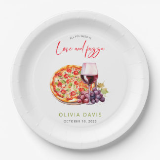 Liebe und Pizza Brautparty Pappteller