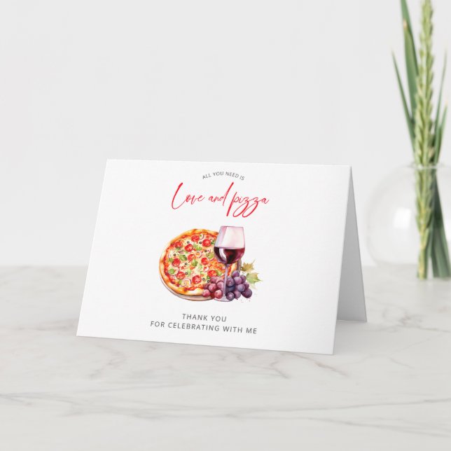 Liebe und Pizza Brautparty Vielen Dank Karte (Vorderseite)