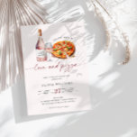 Liebe und Pizza Brautparty Wein Einladung<br><div class="desc">Moderne & unterhaltsame Brautparty Pizza & Wein Party Einladung.</div>