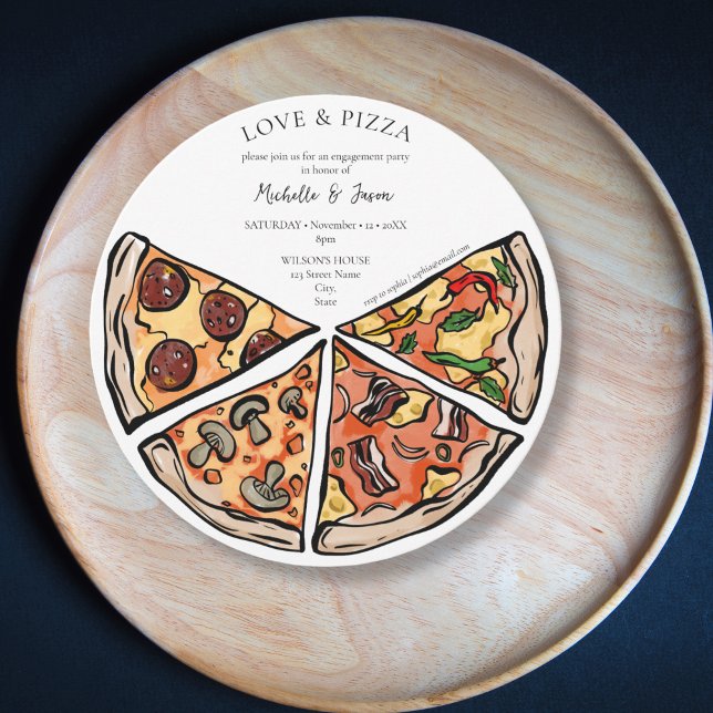 Liebe und Pizza Italienische Verlobung Einladung (Von Creator hochgeladen)