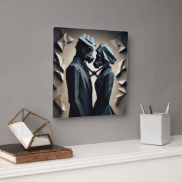 LIEBE UND RESISTENZ Origami Quadratische Wanduhr